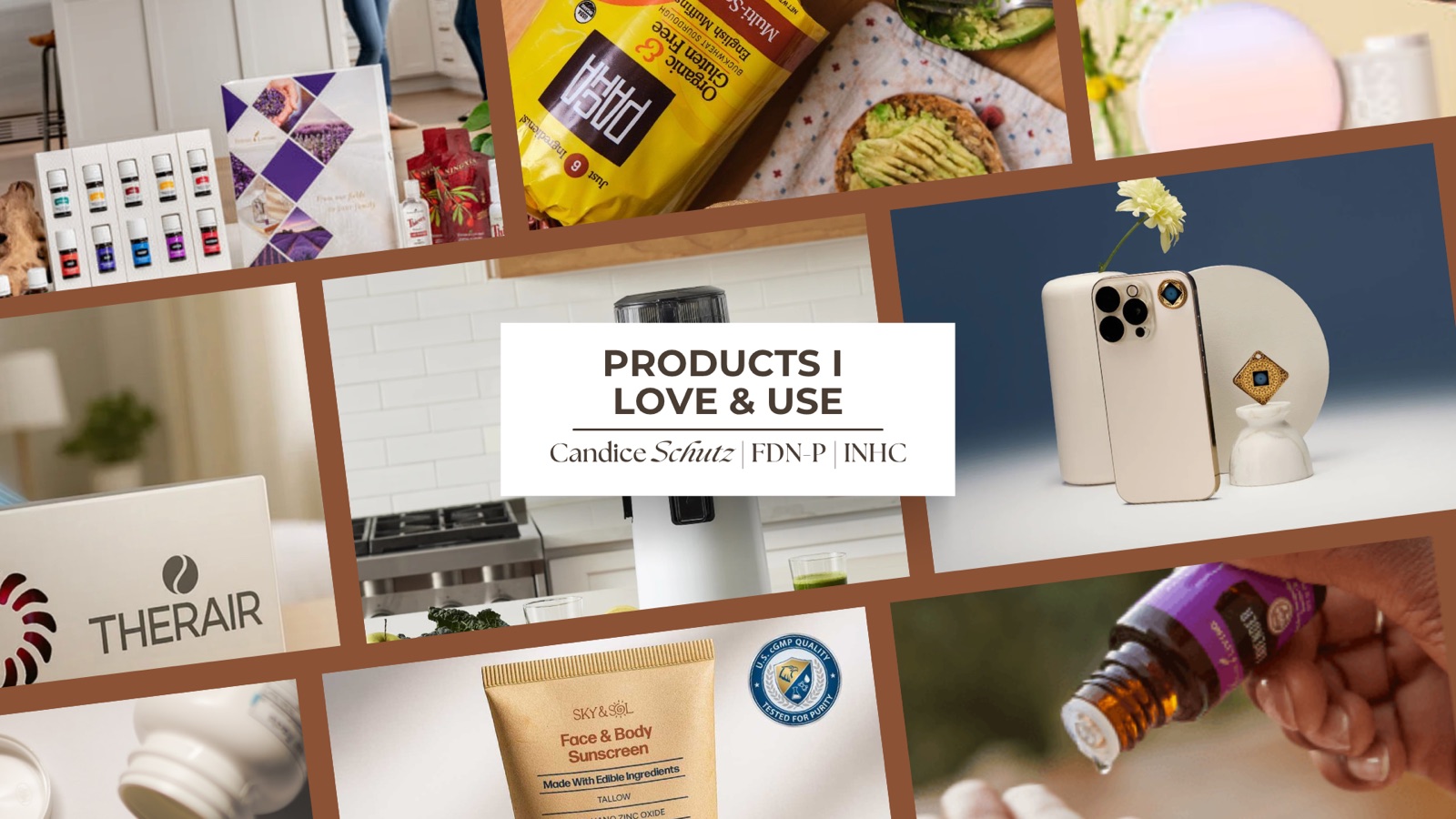 A collage of Candice's favorite wellness products